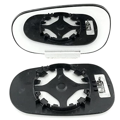 Image of Clip on Heated Base Convex Wing Mirror Glass fits Nissan Micra 2003 to 2010 Left Passenger Side