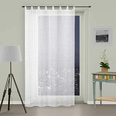 Image of Soleil d&#039;ocre Maelis Net Curtain with Tabs 135 x 250 cm Polyester White