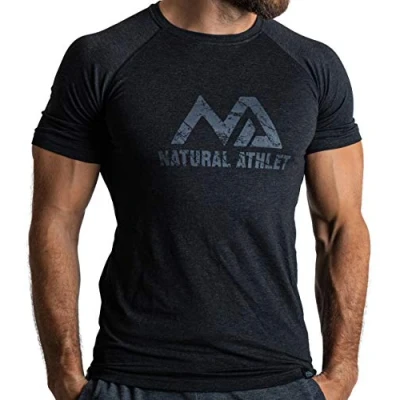 Image of Natural Athlet Slim Fit Fitness T Shirt for Men Tight &amp; Long Quick Drying Men&#039;s Short Sleeve Gym Sports, Gym, Workout, Bodybuilding and Strength Training, black, S