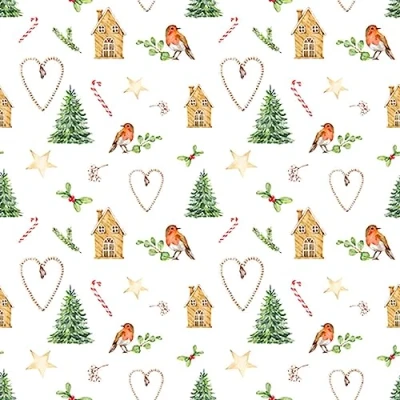 Image of Anniversary House Tiflair Luxury Christmas Napkins, Hygge White Winter Scandi Design, Thick and Strong Paper Lunch Napkins 3 ply, Multi Coloured PJ303562