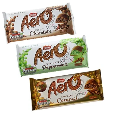 Image of 3 X Nestle AERO Mint Chocolate Peppermint / Caramel Bars 100g