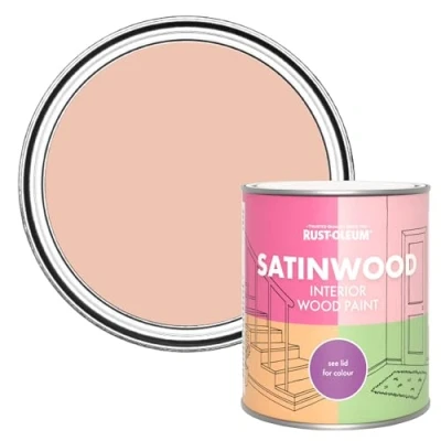 Image of Rust Oleum Orange Satinwood Interior Wood Paint Coral 750ml