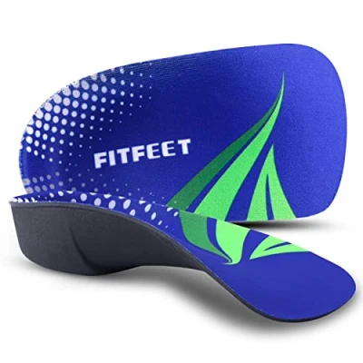 Image of FitFeet High Arch Support Insoles，3/4 Length Orthotic Foot Inserts for Flat Feet Over Pronation Plantar Fasciitis Heel Pain Relief Shoe Insoles Men and Women Running Sports, S