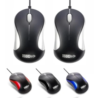 Image of SOONGO computer Mouse 2 Pack Mini USB Mice for Office and Home Use Fits laptop desktop Windows 7/8/10/XP/11 Vista Mac silver