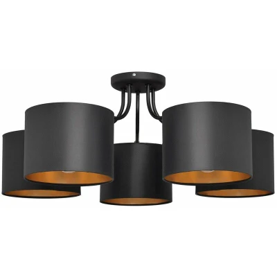 Image of Alba Multi Arm Semi Flush Ceiling Light Black, Gold 70cm