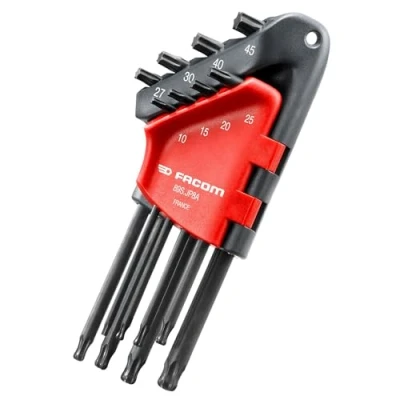 Image of Facom 8 Piece Torx Allen Key Set 89.JP8A (Curved, Made of Durable Silicon Steel, Perfect Screw Contact, Includes Holder with Easy Lock System)