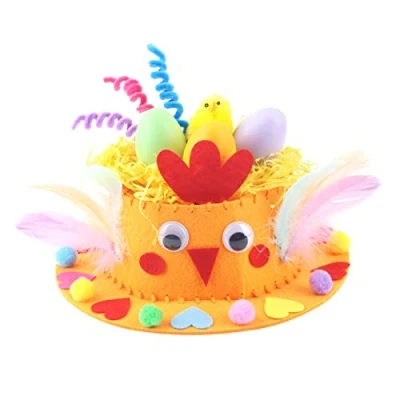 Image of Easter Bonnet Kit Children&#039;s DIY Hat Decoration Set, Party Favors Hat, Handmade Kit, Make Your Own for Craft Supplies (Orange)
