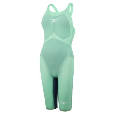 Image of Speedo Fastskin LZR Pure Value Closedback Kneeskin Women&#039;s Swimsuit, Womens, Sweatsuit, 8 11979D881, Green Glow/Nordic Teal/White, 28