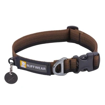 Image of RUFFWEAR Front Range Collar, Large Dog Collar with Aluminium V Ring, Adjustable Length Pet Comfortable Soft Fabric, Animal Lead Attachment 51 66cm, Moonlight Fade