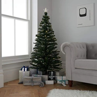 Image of Green 5ft Fibre Optic Warm White Star Christmas Tree