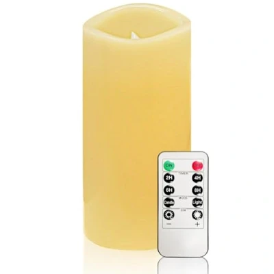 Image of YIWER LED Candles,Flameless Candles Φ 2.2&quot; x H 6&quot; Real Wax Candle Pillars, 10 Key Remote Control with 24 Hour Timer Function (Ivory) 1x1