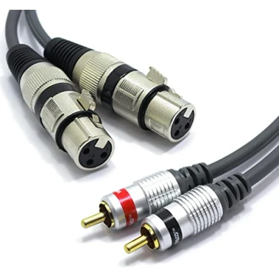 Image of Vitalco 2x XLR Female to RCA Stereo Cable, Microphone 3 Pin Adaptor, m