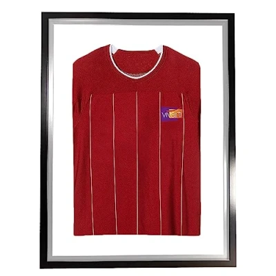 Image of Vivarti DIY Adult Standard Sports Shirt Display Frame for Football Shirt, Rugby Band T Shadow Box 60 x 80cm Black Frame, Silver Inner White Backing Card