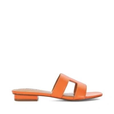 Image of Dune London Womens LOUPE Smart Slider Sandals Orange Leather (archived) Size UK 3