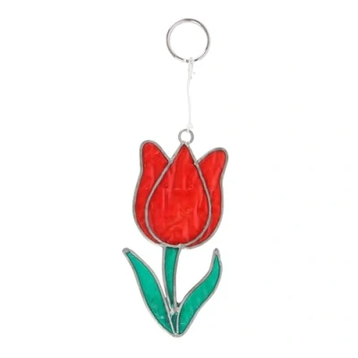 Image of Handcrafted British Flora Tulip Suncatcher Natural Elegance Window Decoration and Glass Art Piece for Your Home Decor from Bali