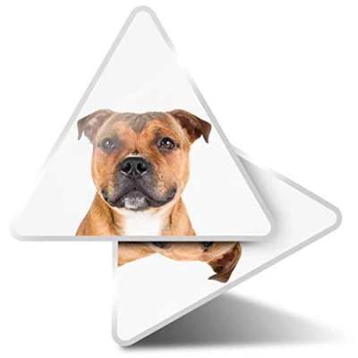 Image of 2 x Triangle Stickers 10 cm Staffordshire Bull Terrier Dog Fun Decals for Laptops,Tablets,Luggage,Scrap Booking,Fridges #12733
