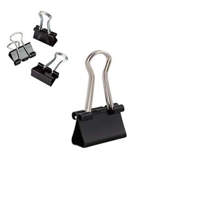 Image of D.RECT Pack of 12 Document Clips 15mm Box Multi Function Paper Binder Metal Drawing Clip for Notes Writing Office Supplies Black