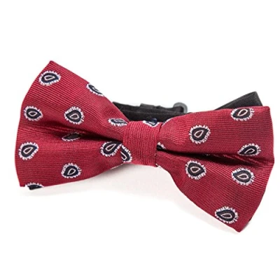 Image of DonDon mens bow tie Polka Dots pre tied handmade and adjustable red