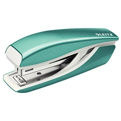 Image of Leitz Mini Stapler, 10 Sheet Capacity, Ergonomic Metal Body, Includes Staples, WOW Range, 55281051 Ice Blue
