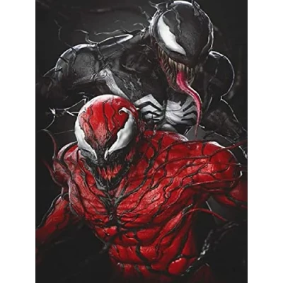 Image of HL Lospeces Diamond Art Kits for Adults and Kids, Full Drill Round Rhinestone Paint with Diamonds, Venom Painting Dotz (12X16 Inch)