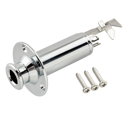 Image of Musiclily Pro 1/4 Inch Mono/Stereo Endpin Output Jack Strap Button Socket for Acoustic Guitar Bass, Chrome