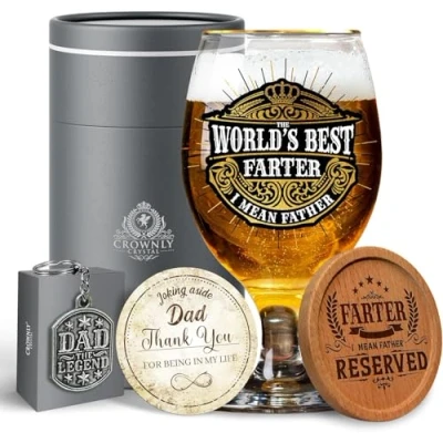 Image of CROWNLY CRYSTAL® Funny Gifts for Dad Beer Glasses Personalised Men Birthday Who Wants Nothing from Daughter Presents Daddy