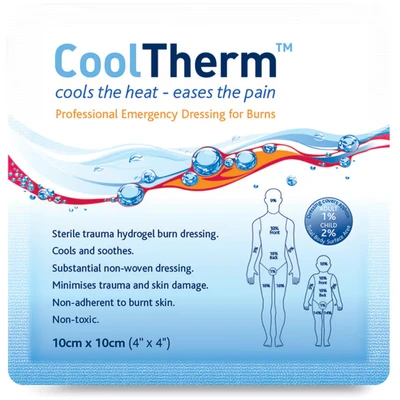 Image of Reliance Medical CoolTherm Safe, Non Adherent, Sterile Burn Dressing to Cool The Heat &amp; Ease Pain Pack of 15 (10 x 10 cm)