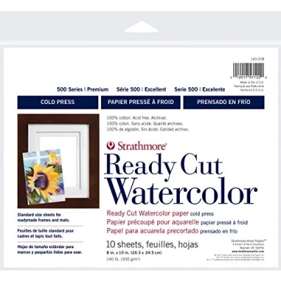Image of Pro Art Strathmore Watercolor Paper Pack 8 x inch, 10 Sheets, OSFA