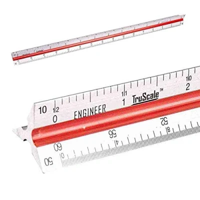 Image of Triangular Engineering Scale Aluminum Ruler for Architects, Engineers and Students (12 Inches)