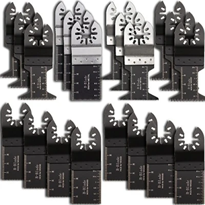 Image of 20 Pcs Mix Oscillating Saw Blades, Professional Wood/Metal Universal Multitool Quick Release Blades Fit Fein Multimaster, Ryobi, Milwaukee, Bosch, Dremel, Dewalt, Rockwell, Makita and More #3041
