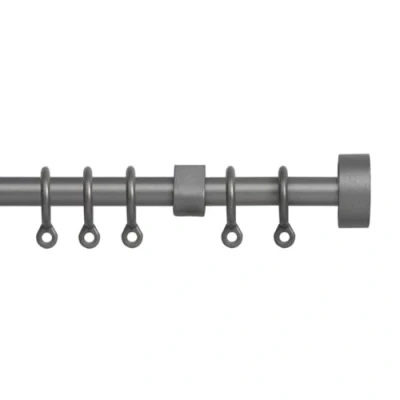 Image of eXtreme Silver Curtain Pole for Patio, Living Room, Bedroom, &amp; Bathroom 120 to 210cm Extendable Includes Finials, Rings, Brackets Durable, Anti Rust, and Wear Resistant Rod