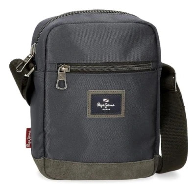 Image of Pepe Jeans Harry Medium Gray Shoulder Bag 17x22x6 cm Polyester with Synthetic Leather details