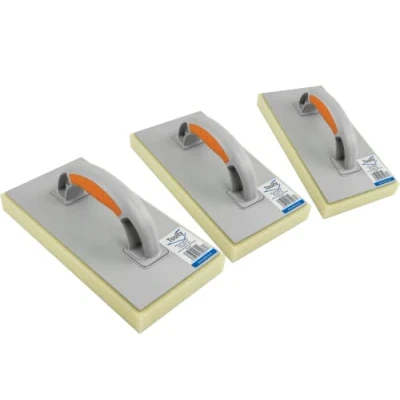 Image of 3PCS Yellow Sponge 30mm Rubber Handle Float 280 x 140 Plastering Grouting Rough