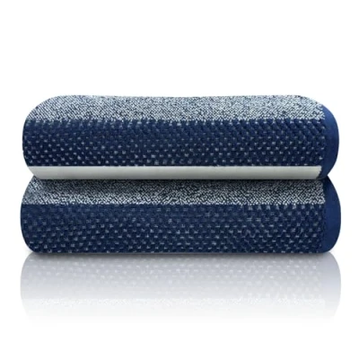 Image of GC GAVENO CAVAILIA Stripe Bath Sheets 2Pk (90x140 Cm) Extra Large Fast Drying &amp; Water Absorbent Sheet Hotel Quality Cotton Towels Sets For Bathroom, Navy