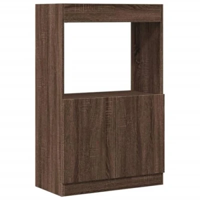 Image of vidaXL Highboard Sideboard Brown Oak Engineered Wood Home/Office Storage for Living Room, Bedroom, or Office