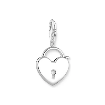 Image of THOMAS SABO 0009 001 12 Heart Lock Charm Pendant in 925 Sterling Silver