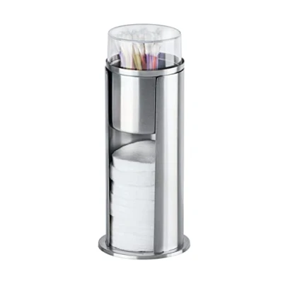 Image of WENKO 21387100 Cotton pads dispenser Firenze, Stainless steel, 7.5 x 18 cm, Satinised