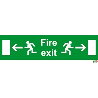Image of Fire exit/fire exit/Emergency exit Sign with Arrows Left and Right Run Self Adhesive Vinyl 600mm x 150mm