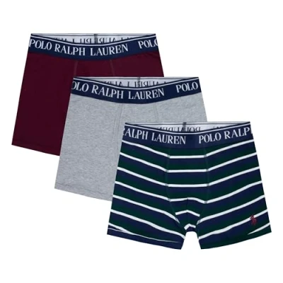 Image of POLO RALPH LAUREN Boys&#039; 3 Pack Boxer Briefs, Hunt Green/Maroon, XL