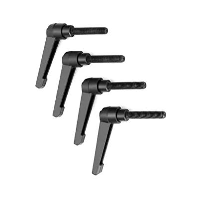 Image of QWORK® 4 Pcs Clamping Lever Handle M8 Alloy Male Thread Adjustable Handles Black (40mm)