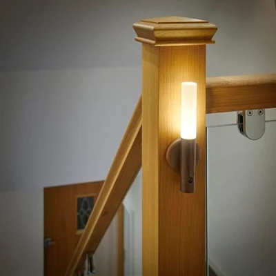 Image of Auraglow Smart LED Sensor Wall Light Portable Rechargeable Night Indoor Use Magnetic Base (1 Pack, Walnut Wood)