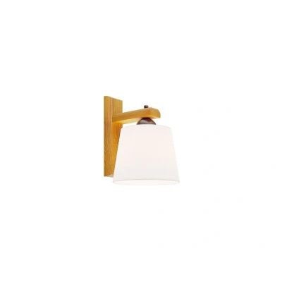 Image of Euluna Sweden wall light, white, textile, oak wood, width 20 cm