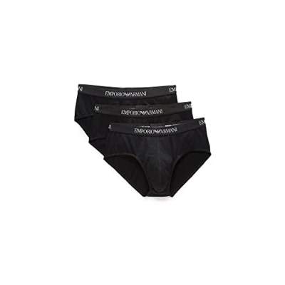 Image of Emporio Armani Men&#039;s Cotton Briefs, Black/White/Black, S (Pack of 3)