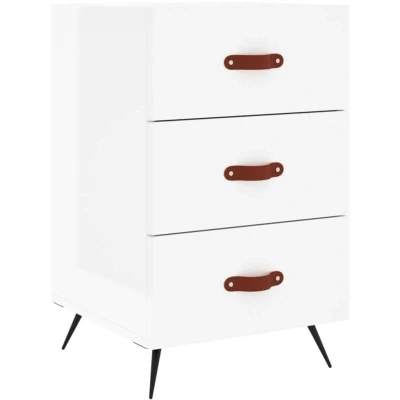 Image of vidaXL Bedside Cabinet High Gloss White 40x40x66 cm Engineered Wood
