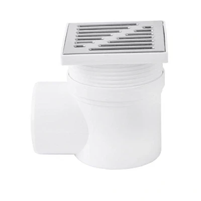 Image of Adjustable Sewage Drain 100mm x / 50mm Side Pipe Connection Floor Waste Square Trap Shower Wet Room