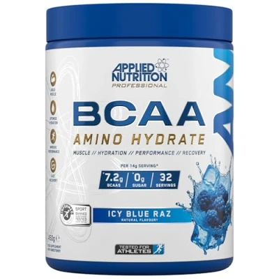 Image of Applied Nutrition BCAA Powder Branched Chain Amino Acids BCAAs Supplement, Hydrate Intra Workout &amp; Recovery Energy Drink (450g 32 Servings) (ICY Blue Raz)