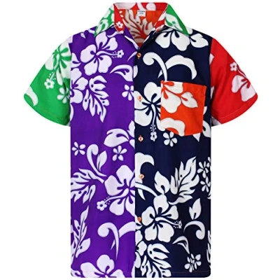 Image of V.H.O. Funky Hawaiian Shirt, Shortsleeve, Mondy Hibiscus, Multicoloured, XXL
