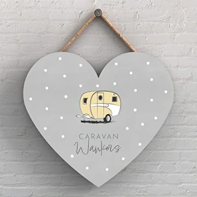 Image of Global Designs Caravan Wankers Heart Camper Camping Themed Hanging Plaque