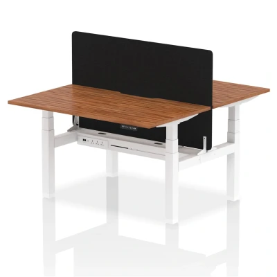 Image of Air B2B 1400x800 Adjustable 2P Bench Desk Scallop Walnut/White +Screen