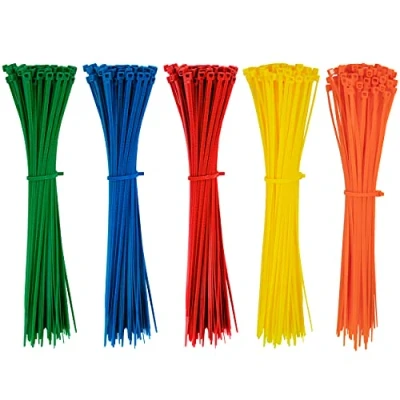 Image of 500pcs Zip Ties 200mm x 2.8mm Multi Color Cable Nylon Wrap Self Locking for DIY Home Office Garden Garage and Workshop